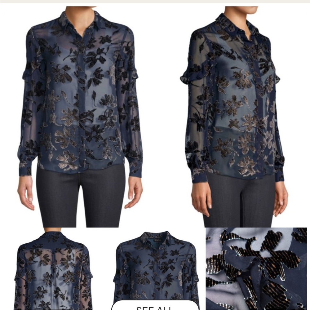 SALONI Midnight Blue Floral Blouse